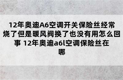 12年奥迪A6空调开关保险丝经常烧了但是暖风阀换了也没有用怎么回事 12年奥迪a6l空调保险丝在哪